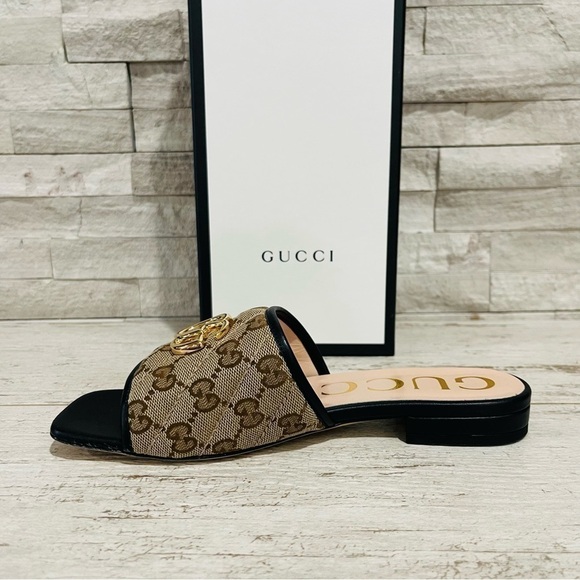 Gucci Jolie Black GG Supreme Monogram Matelasse Sandals Mules Slides SZ 36 - Picture 9 of 16